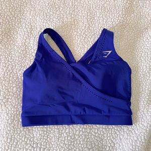 GYMSHARK XS Blue Cross-wrap Sports Bra NWOT